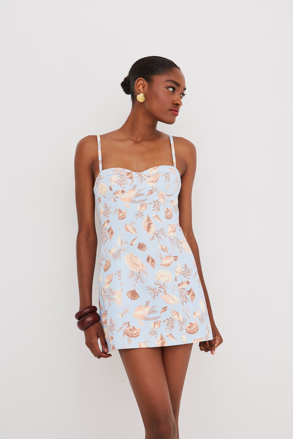 Claudine Mini Dress in Seashell Sky