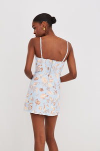 Claudine Mini Dress in Seashell Sky