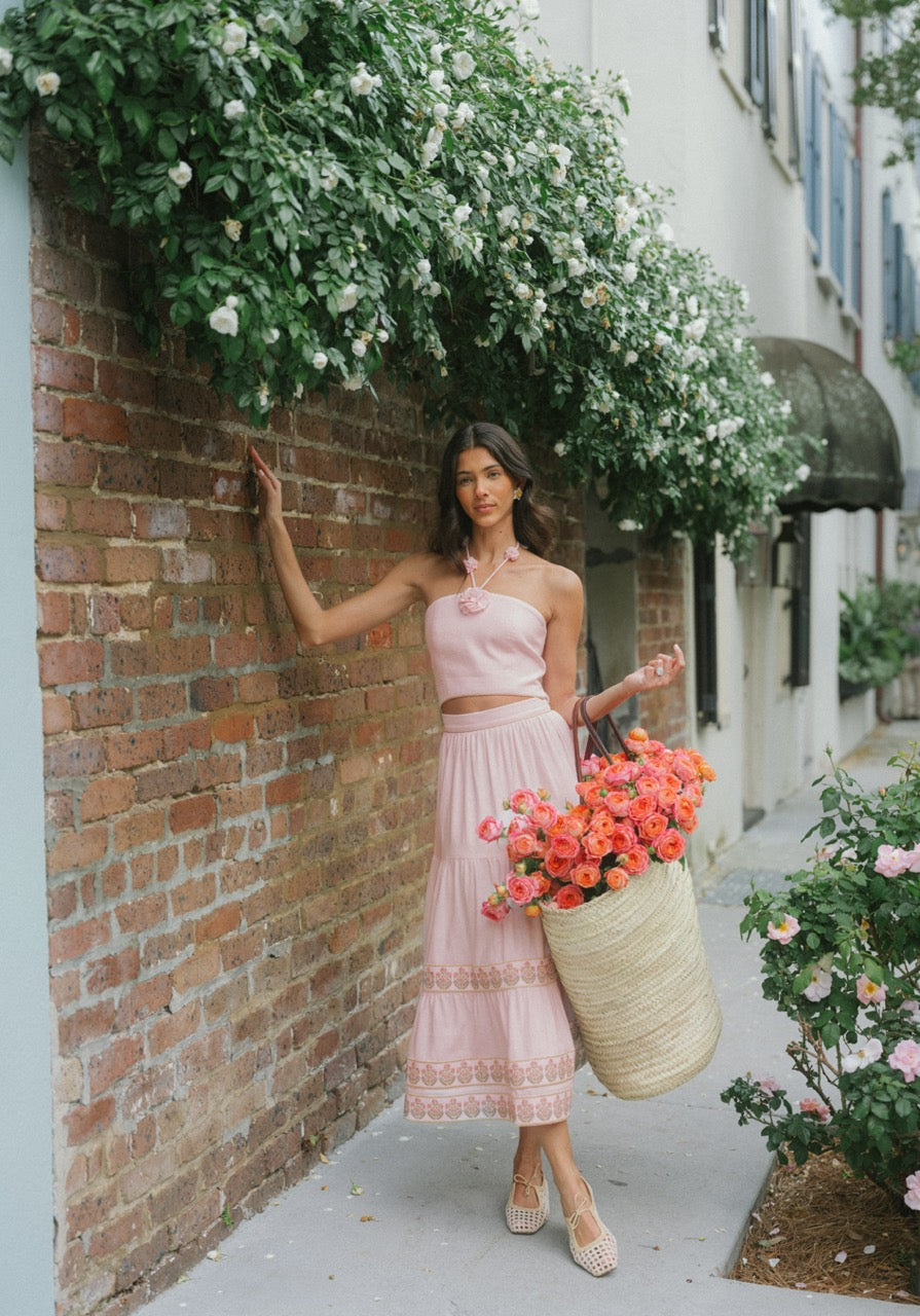 Parya Ruffle Skirt in Pink