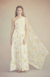 Remy Dress in Ivory Bloom Silk Chiffon