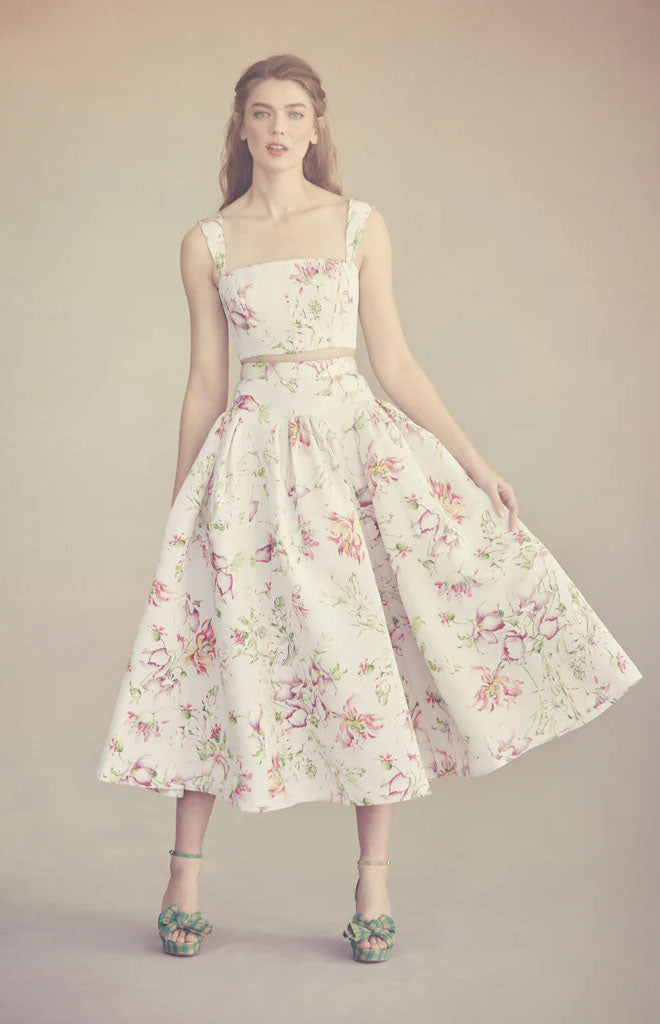 Clementine Skirt in Quartz Bloom Silk Faille