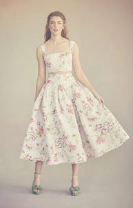 Clementine Skirt in Quartz Bloom Silk Faille