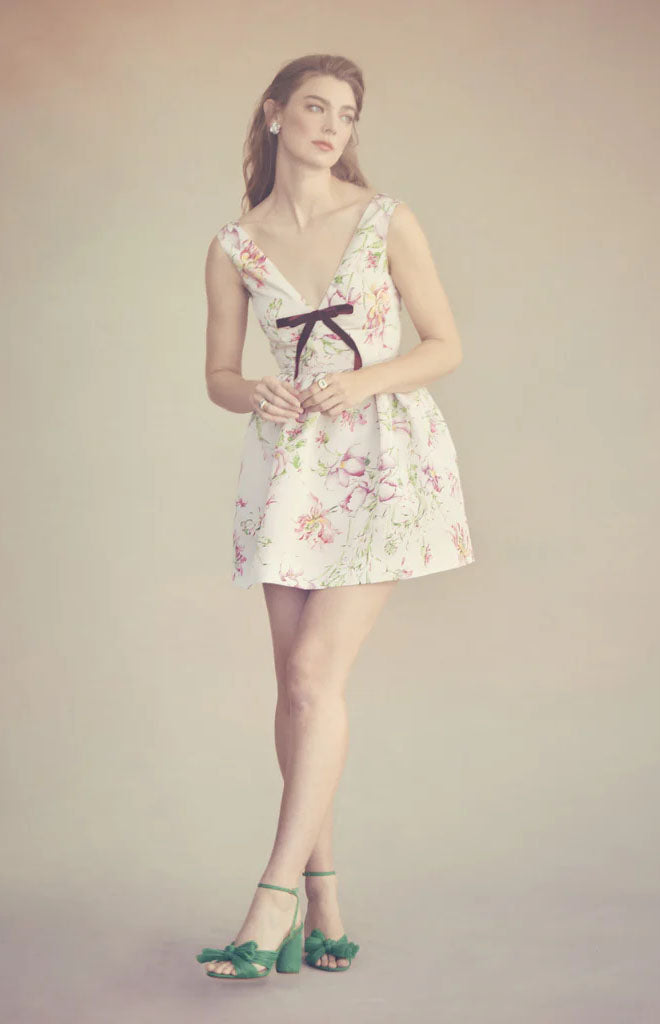 Celia Dress in Quartz Bloom Silk Faille