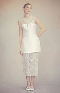 Ottilie Dress in Ivory Silk Wool