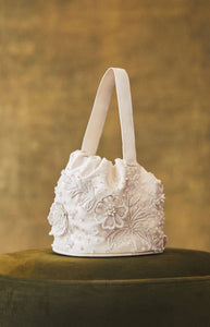 Piper Bucket Bag in Ivory with 3D Lace Embellishment