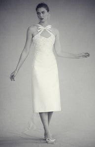 OTM Exclusive: Delphine Dress in Ivory Silk Wool with Ivory Meadow Embellishment
