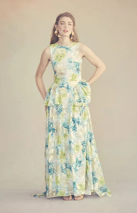 Manon Dress in Turquoise Peony Chiffon