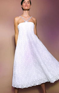 Mina Dress in Ivory Raffia Lace