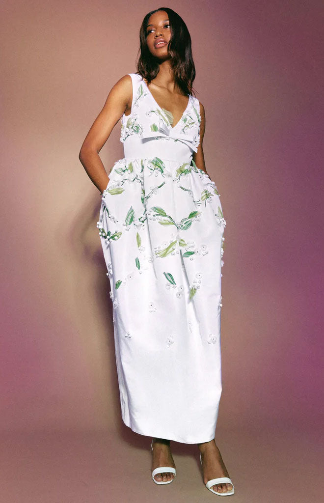 Rainey Dress in Ivory Faille