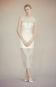 Laurence Top in Ivory Organza with Ribbon Embroidery