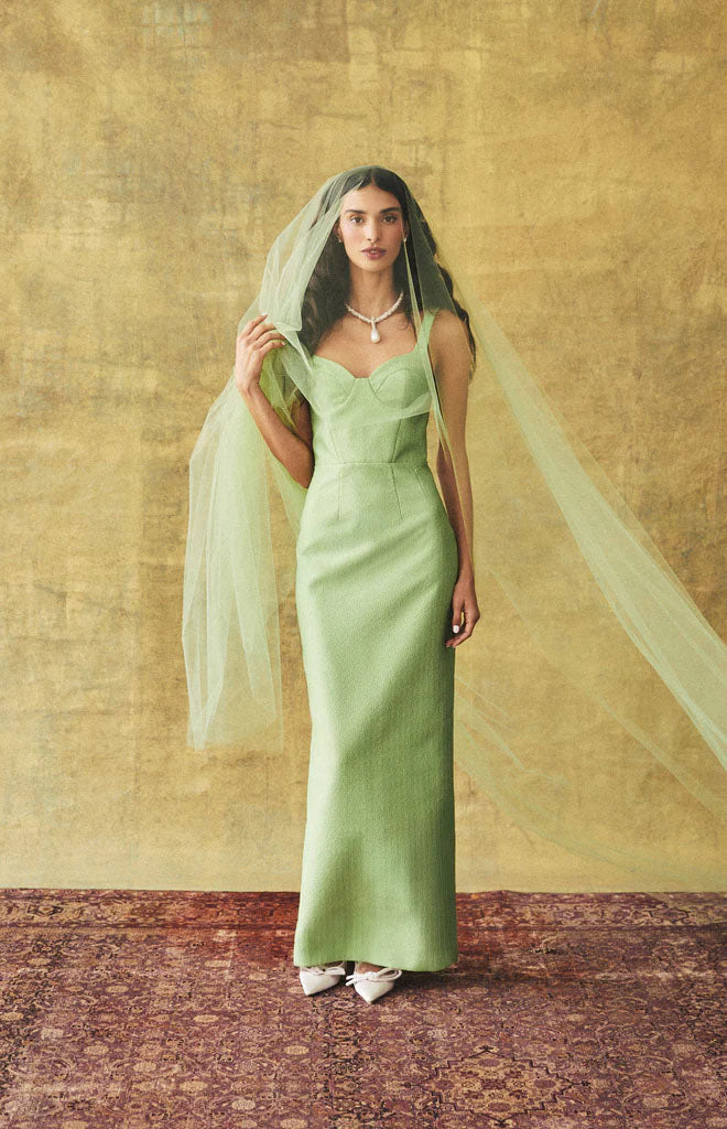 Allie Dress in Leaf Brocade
