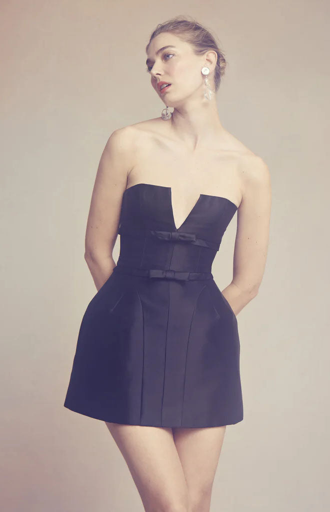 Ottilie Dress in Black Silk Wool