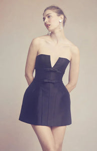 Ottilie Dress in Black Silk Wool