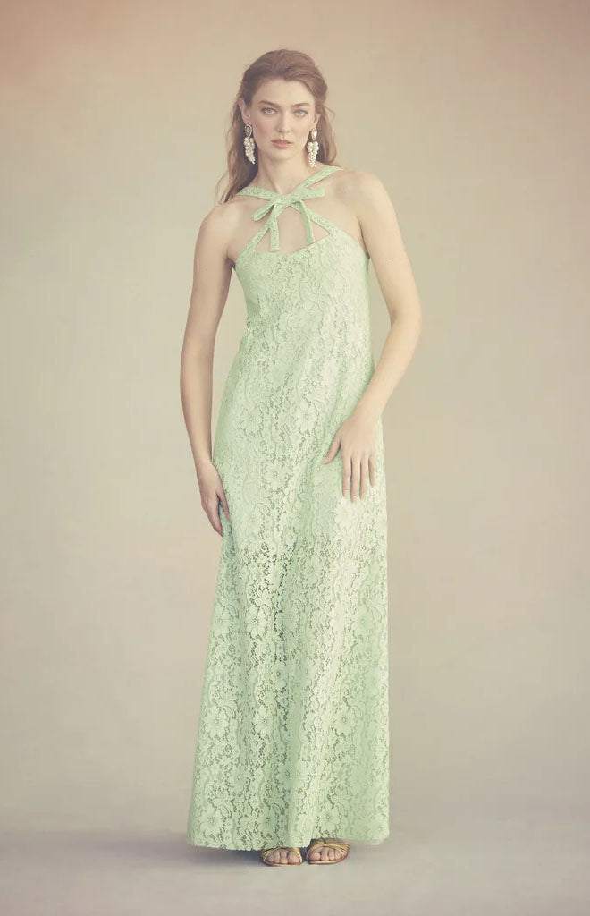 Daphne Dress in Tea Green Lace