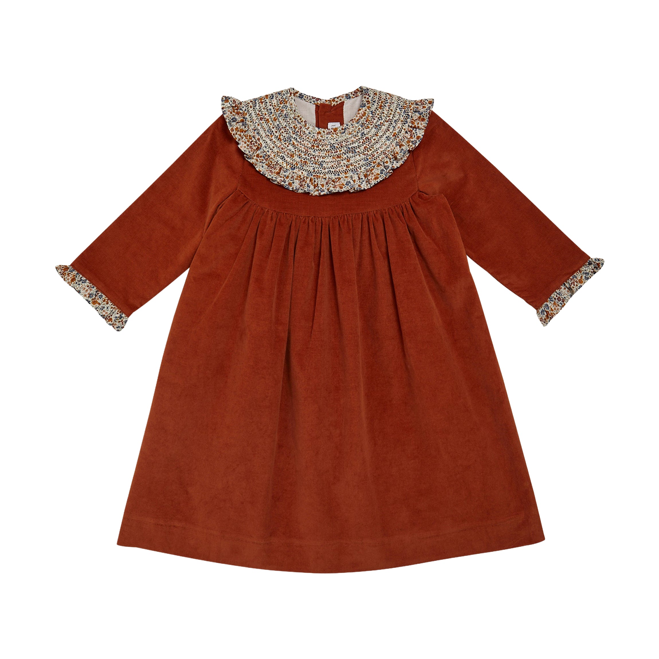 Colombe Dress in Orange Babycord