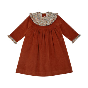 Colombe Dress in Orange Babycord