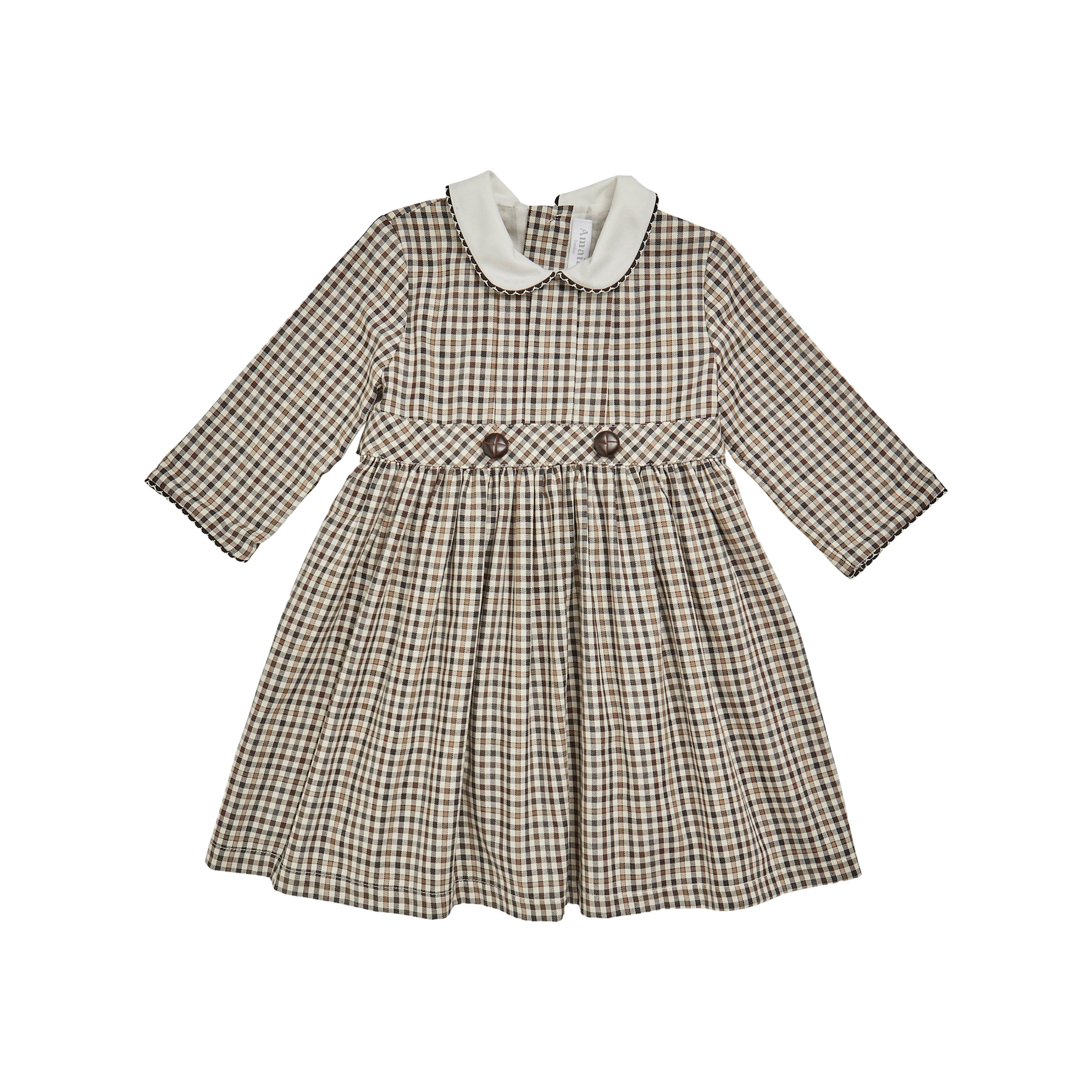 Corneta Dress in Brown/Black Check Twill