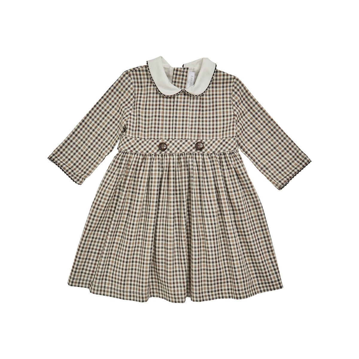 Corneta Dress in Brown/Black Check Twill