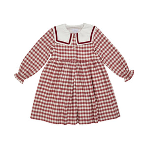 Nellie Dress in Emerised Burgundy Check