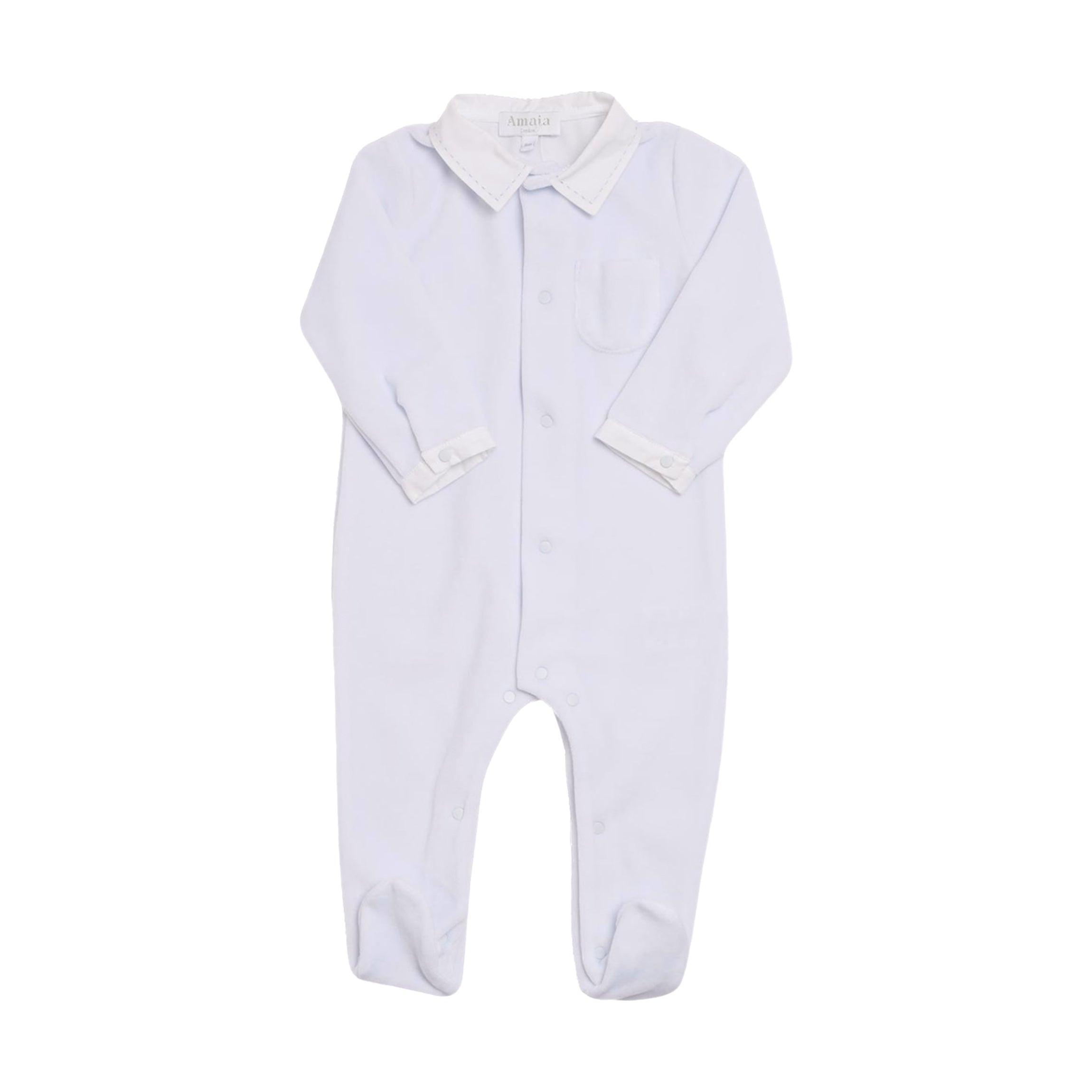 Velours Babygrow in Light Blue