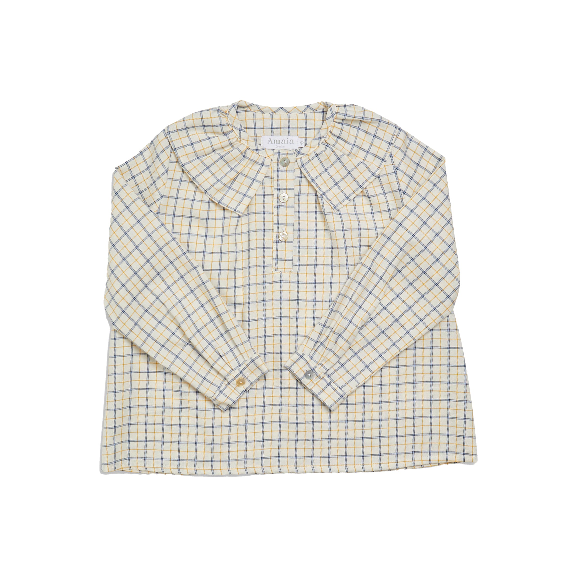 Champs-Elysees Blouse in Blue/Yellow Check