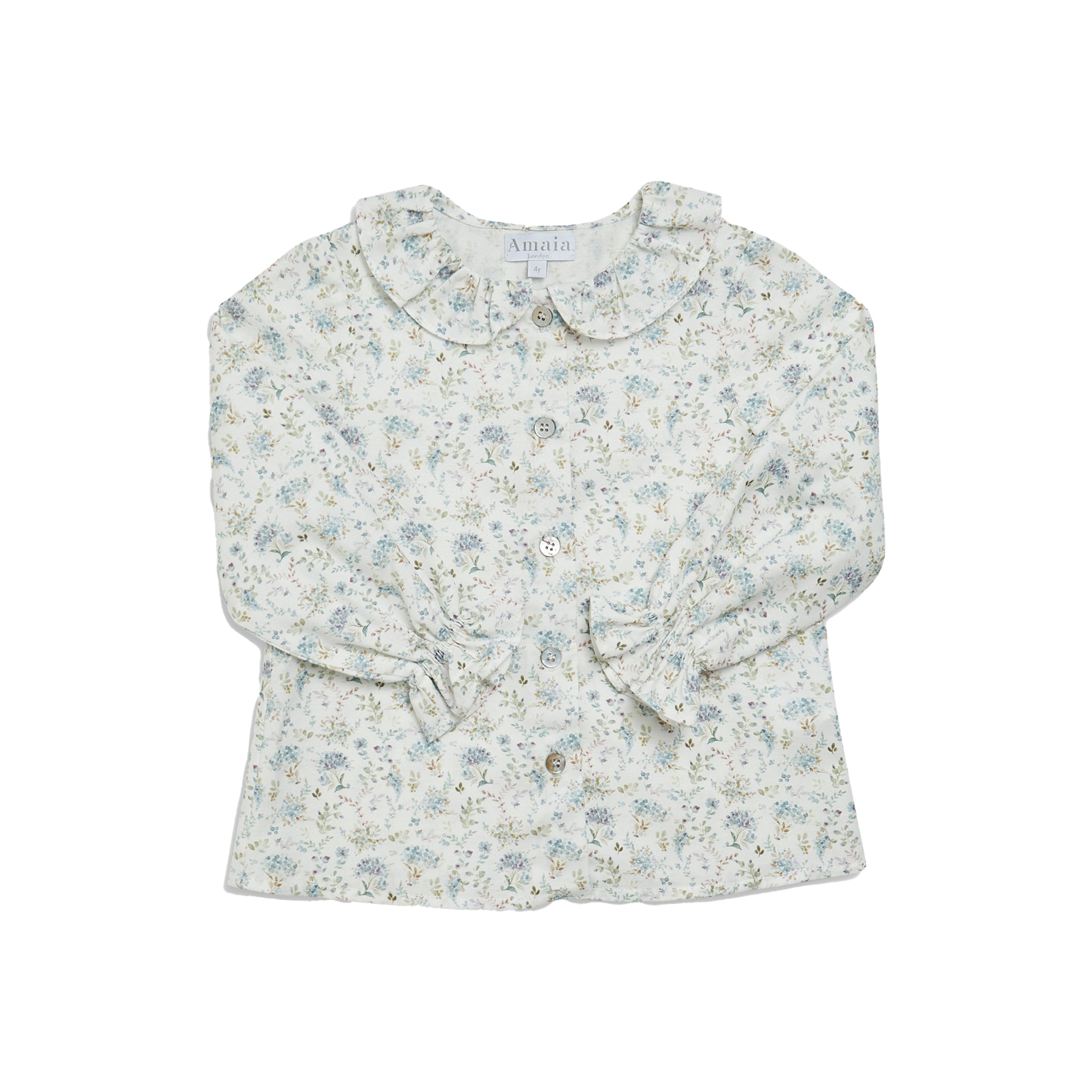 Amelia Blouse in Dusty Blue Minifloral