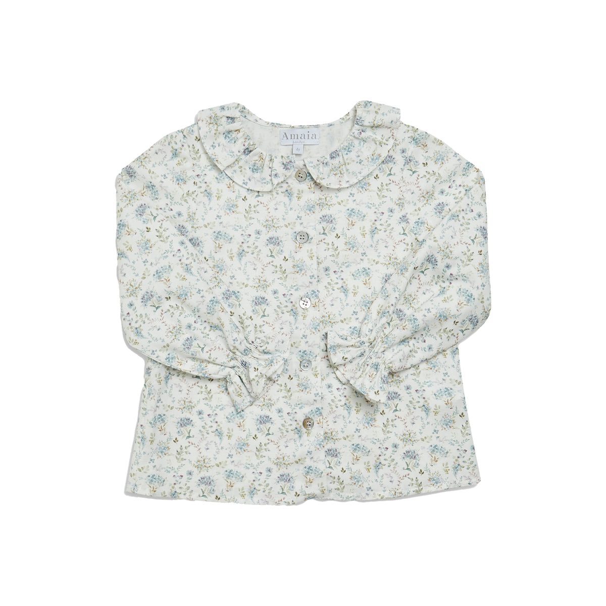Amelia Blouse in Dusty Blue Minifloral