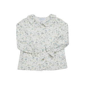 Amelia Blouse in Dusty Blue Minifloral