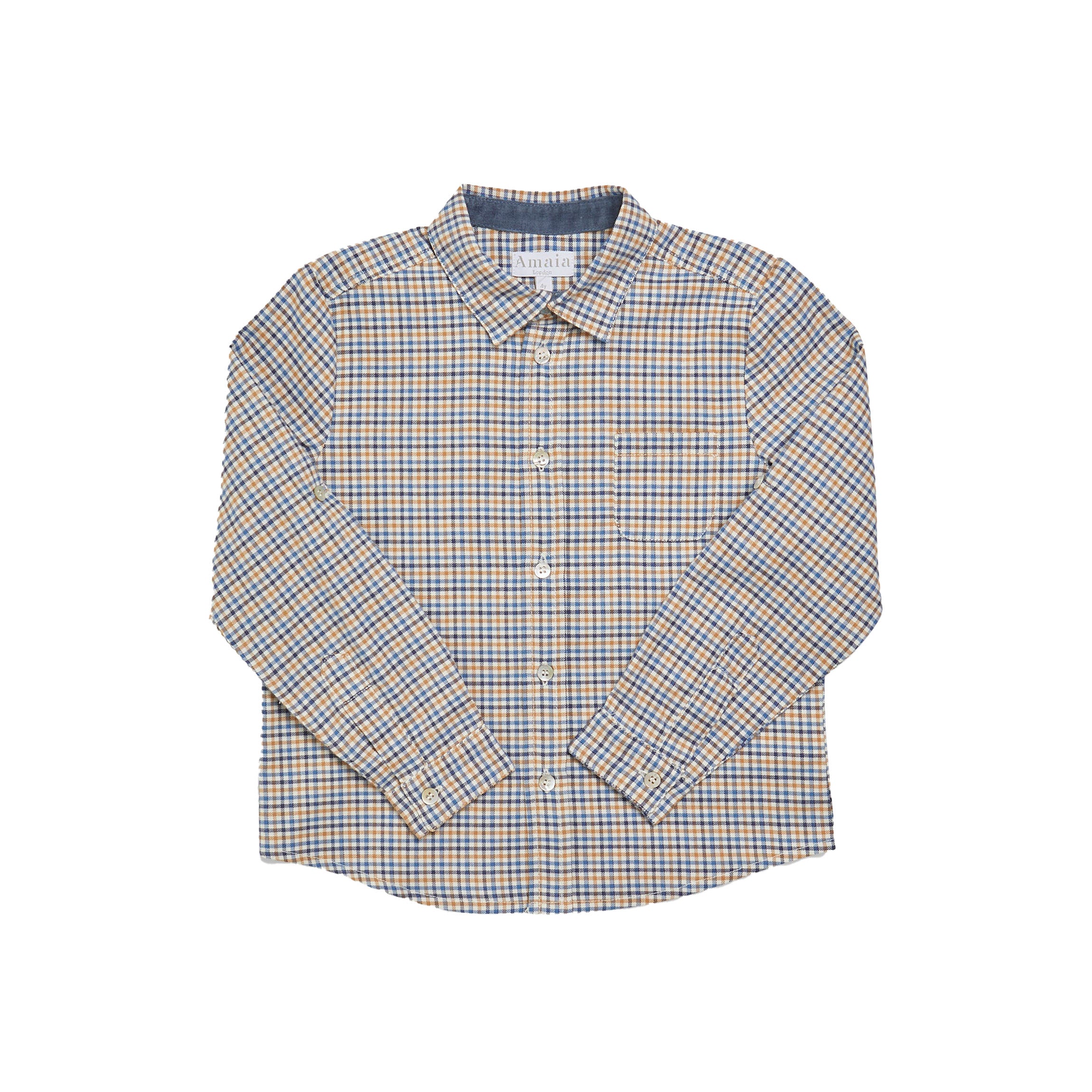 Ralph Shirt in Camel/Blue Check