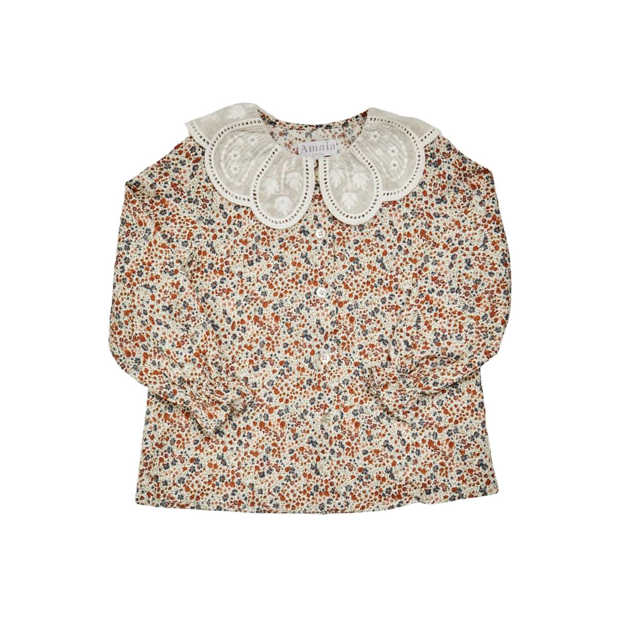 Nina Blouse in Brown/Blue Liberty