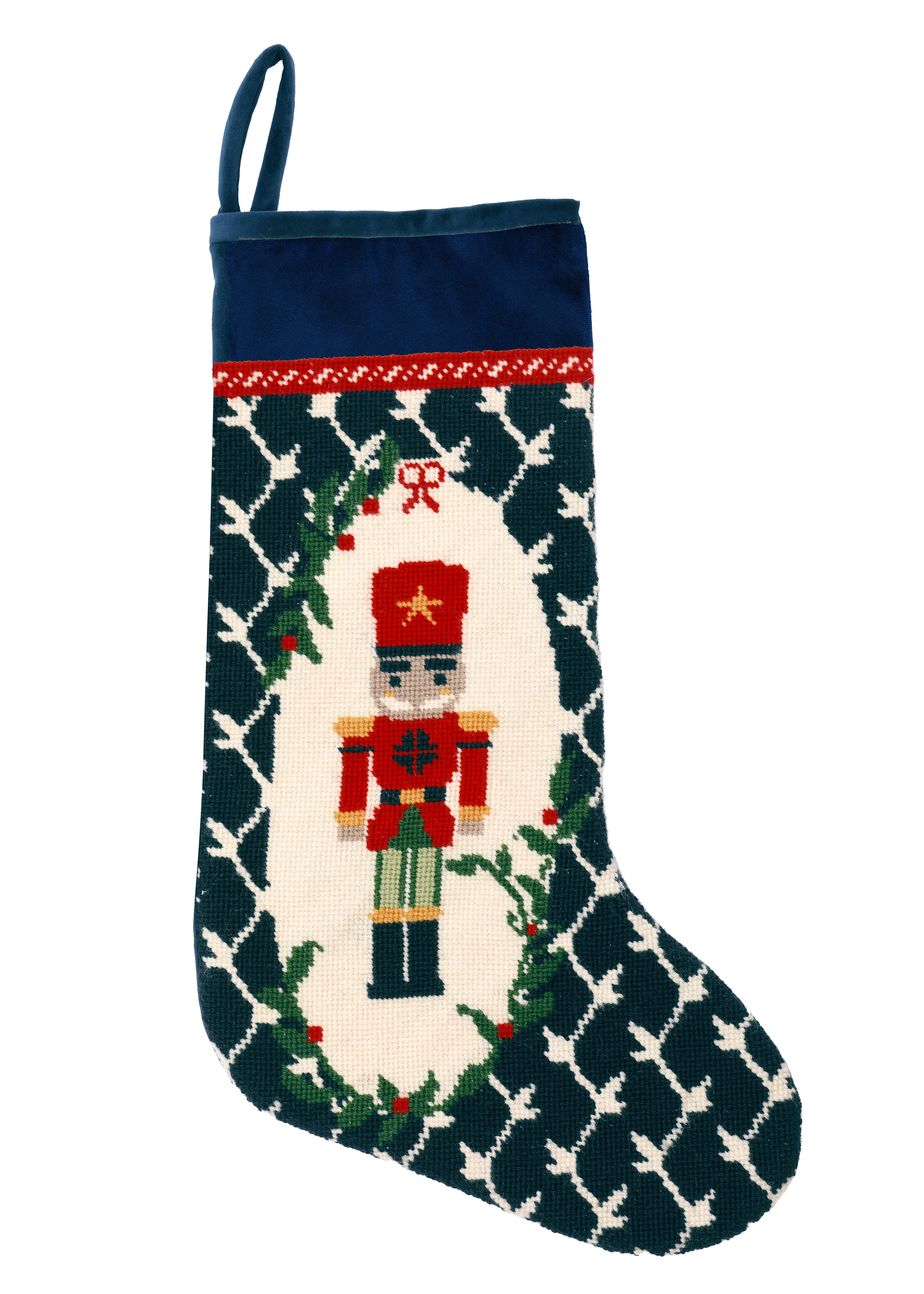 Velvet Cuff Nutcracker Stocking