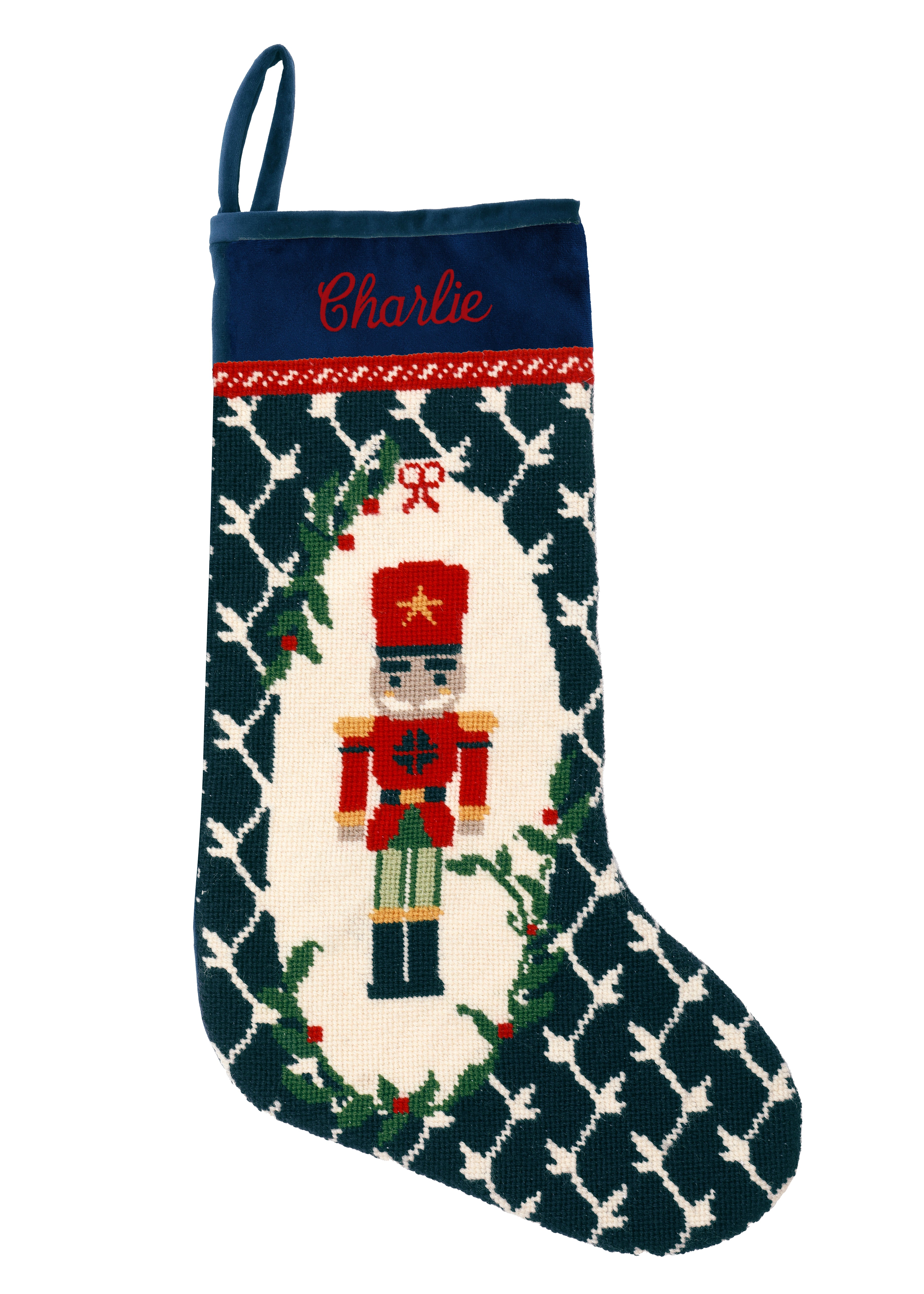 Velvet Cuff Nutcracker Stocking