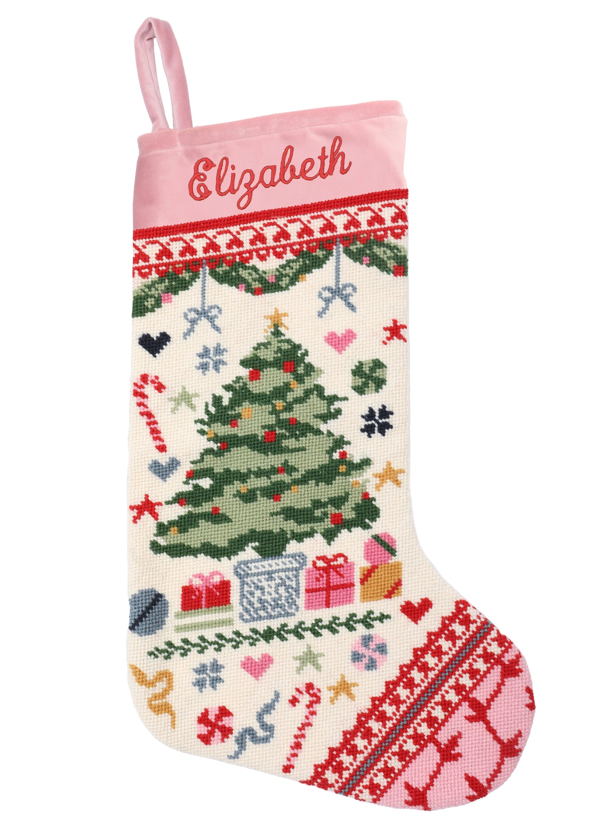 OTM Exclusive: Christmas Tree Stocking with Embroidered Name