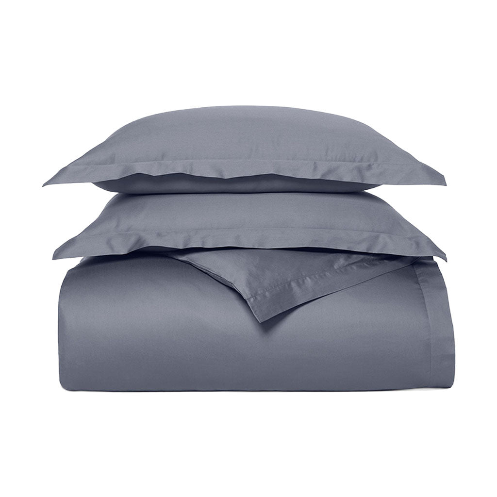 Percale Hemmed Duvet Set in Mineral