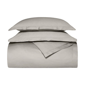 Percale Hemmed Duvet Set in Pewter
