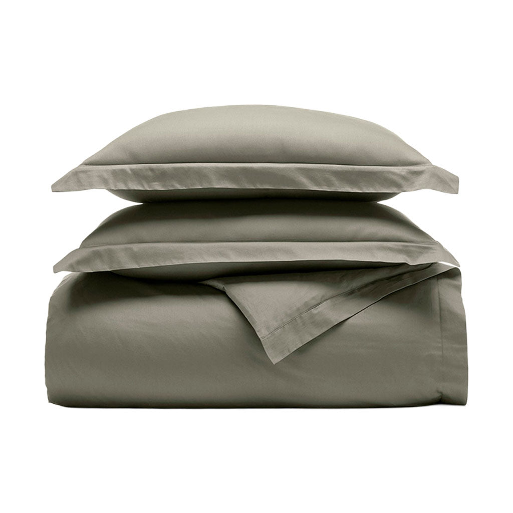 Percale Hemmed Duvet Set in Juniper