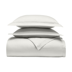 Percale Hemmed Duvet Set in Mist