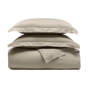 Percale Hemmed Duvet Set in Oak