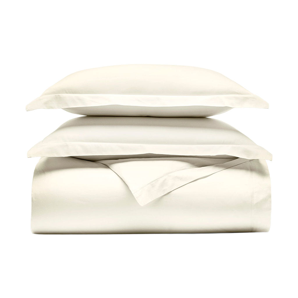 Signature Hemmed Duvet Set in Cream