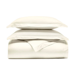 Signature Hemmed Duvet Set in Cream