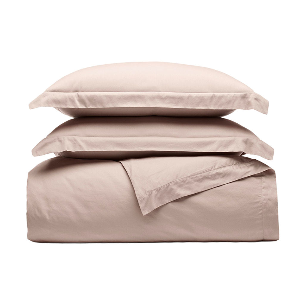 Signature Hemmed Duvet Set in Dusty Rose
