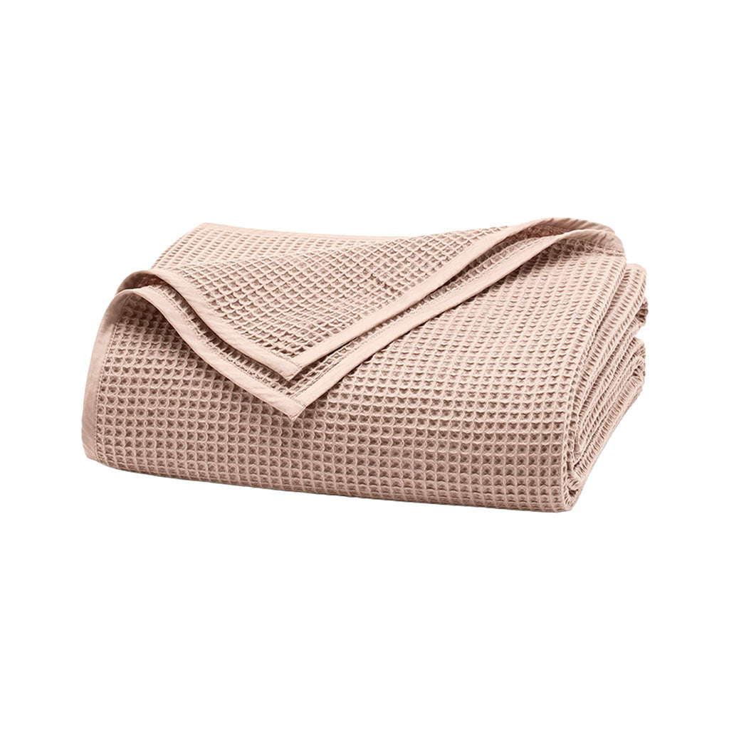 Waffle Bed Blanket in Dusty Rose