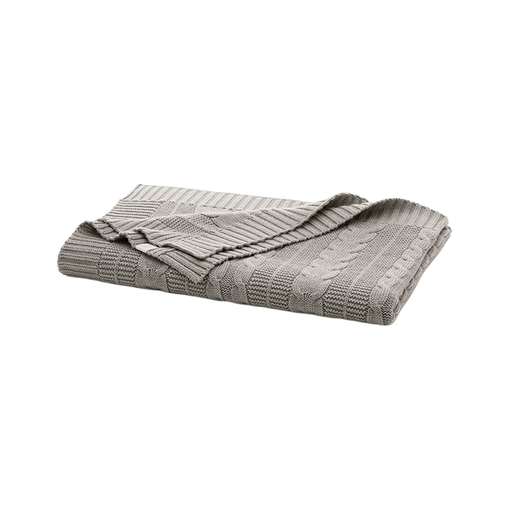 Cable Knit Baby Blanket in Heathered Pewter