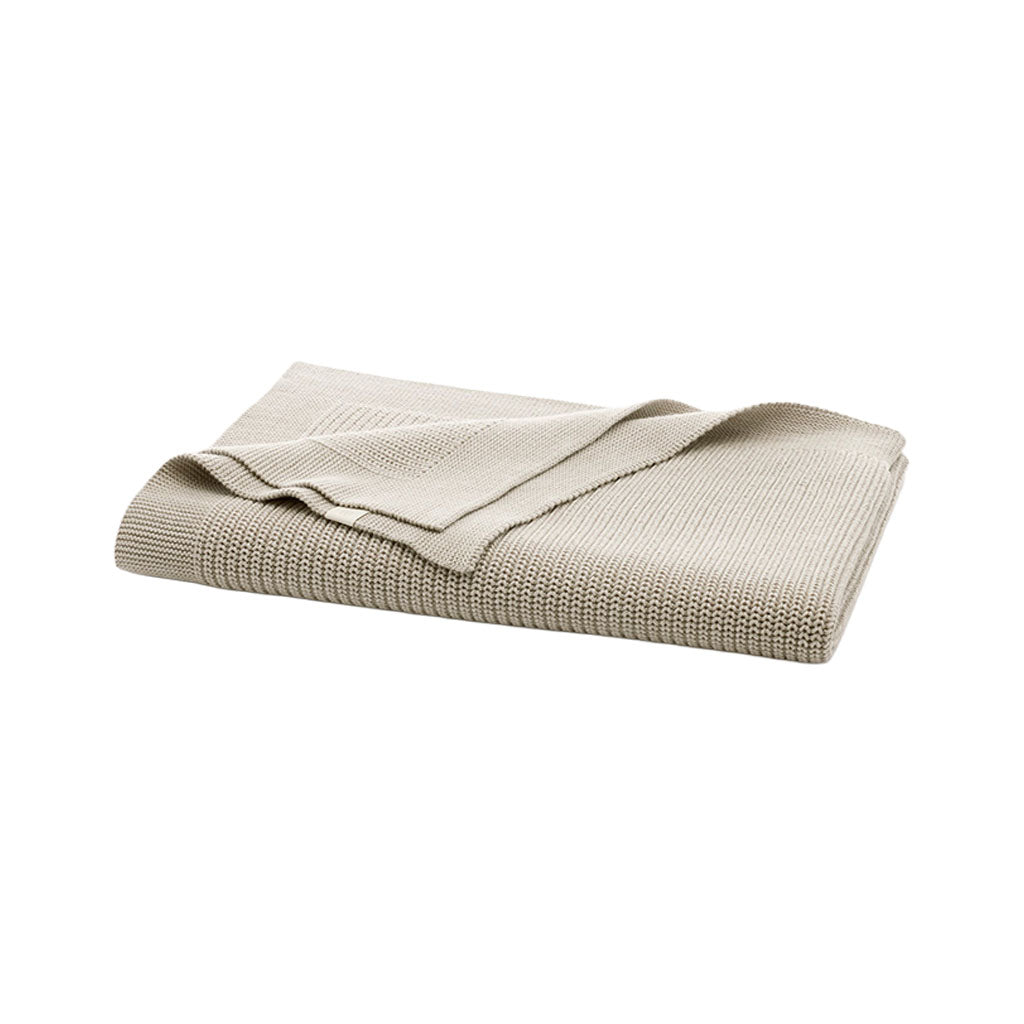 Ribbed Knit Baby Blanket in Heathered Oatmeal
