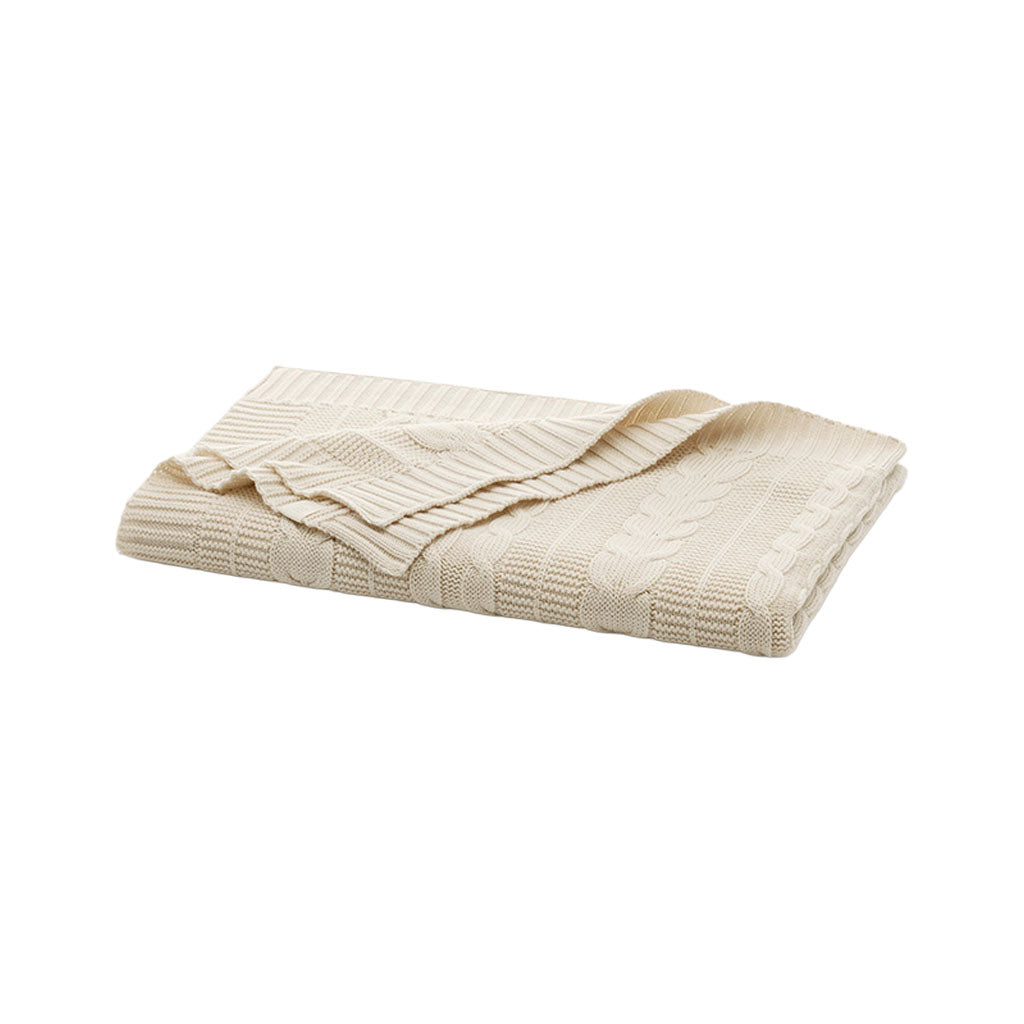 Cable Knit Baby Blanket in Natural