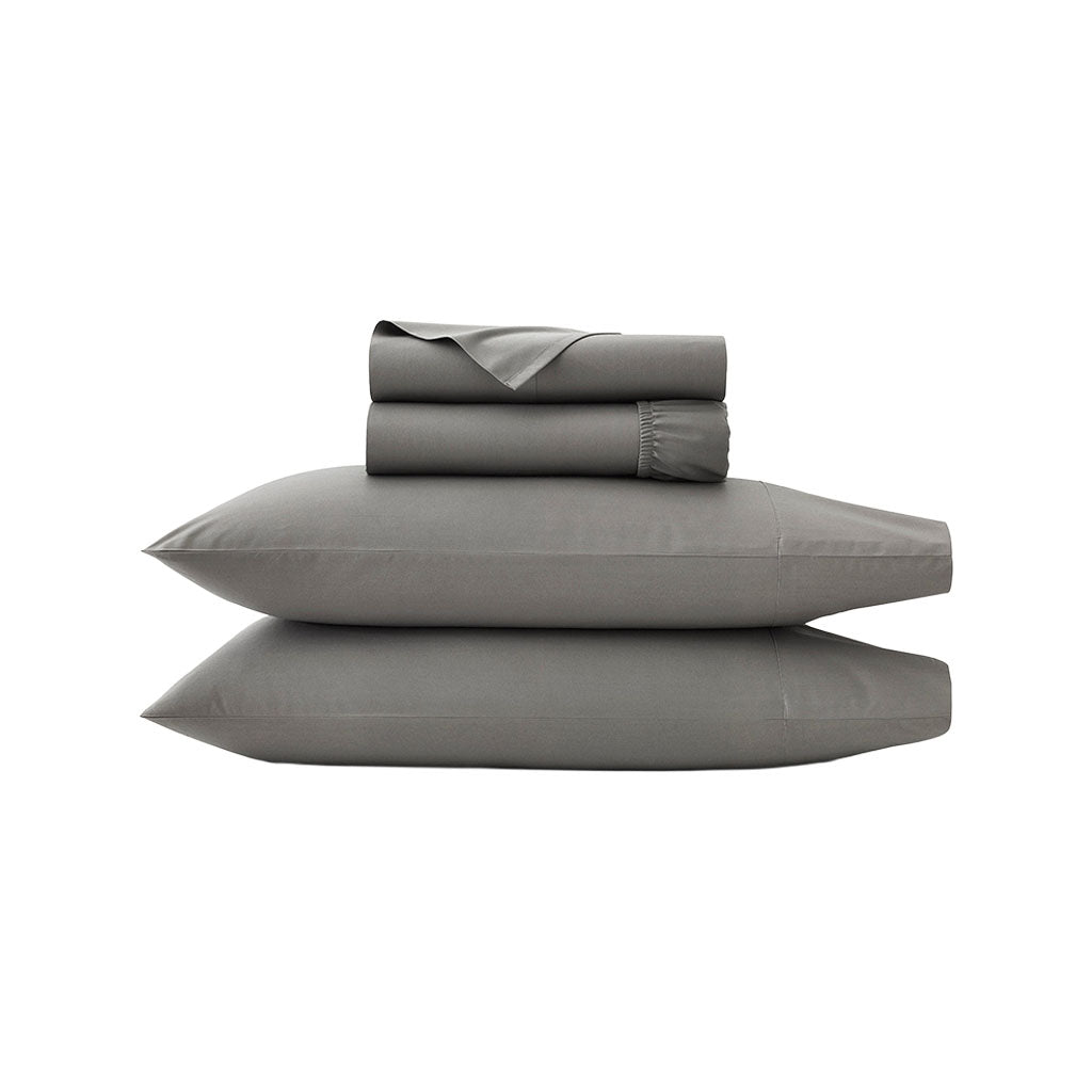 Percale Hemmed Sheet Set in Stone