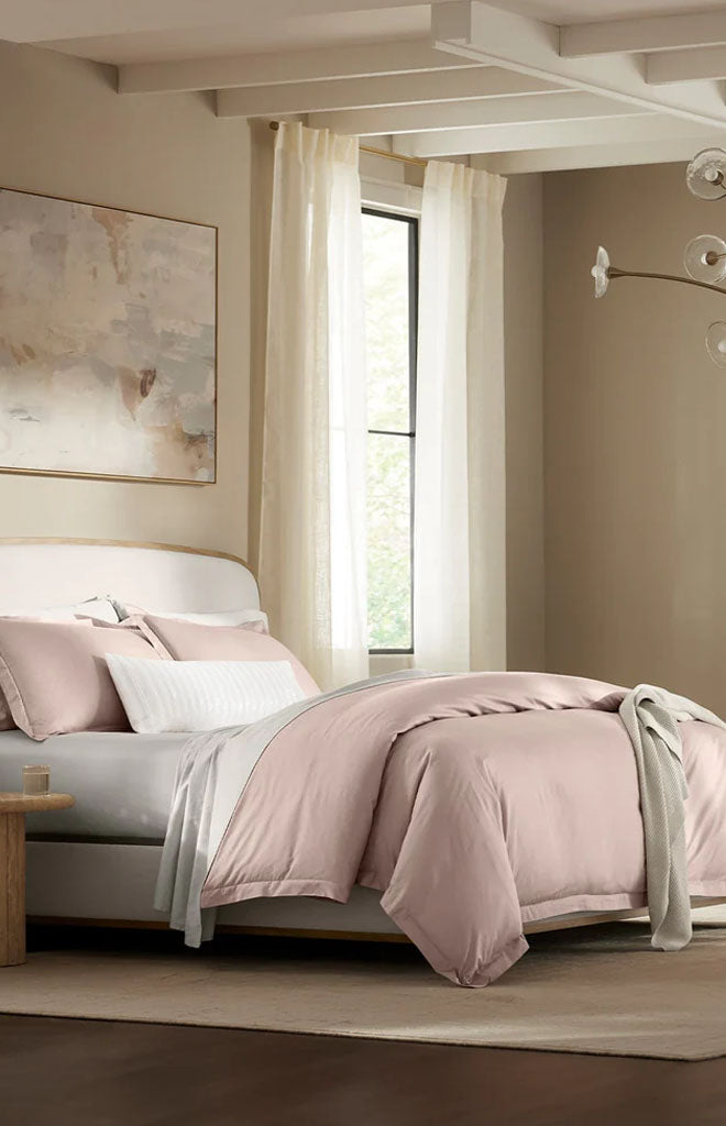 Signature Hemmed Duvet Set in Dusty Rose