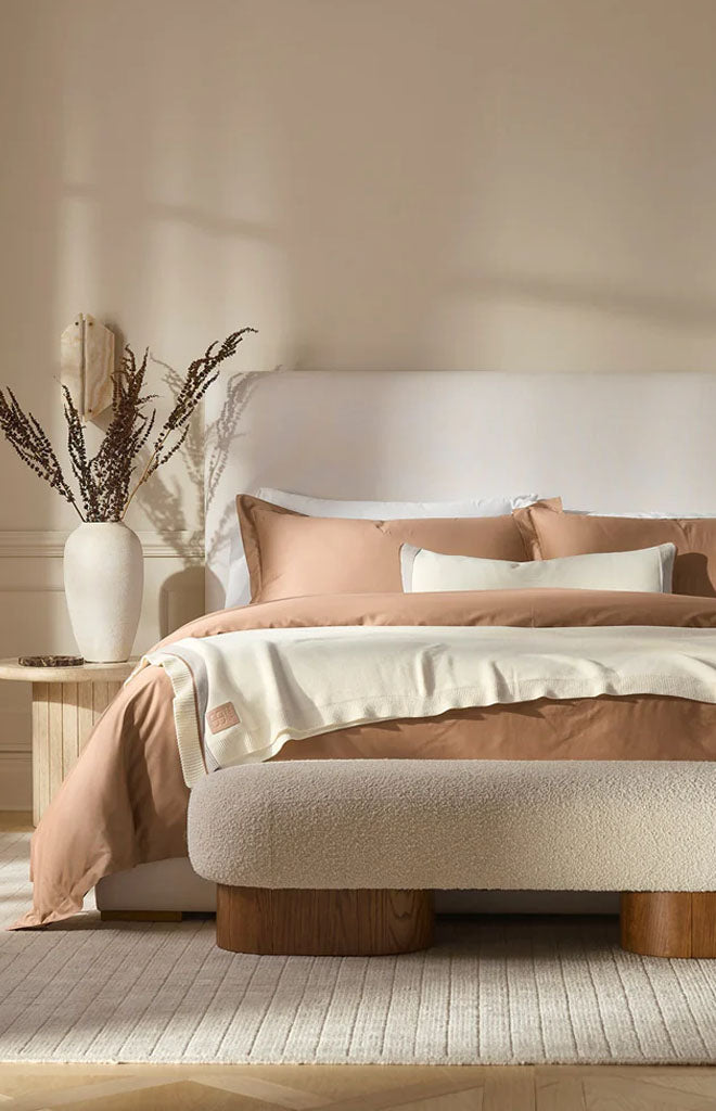 Court Knit Throw Blanket in Cream