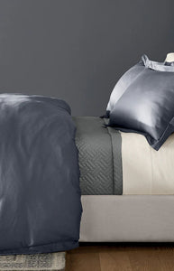 Percale Hemmed Duvet Set in Mineral