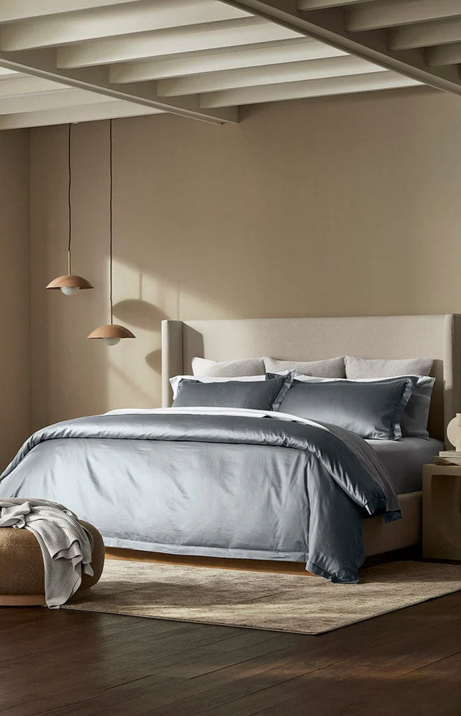 Signature Hemmed Duvet Set in Bluestone